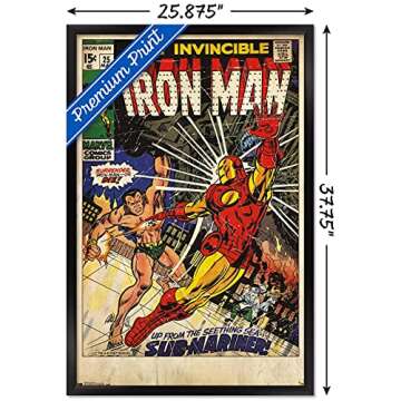 Trends International 24X36 Marvel Comics - Iron Man - Cover #25 Wall Poster, 24" x 36", Black Framed Version