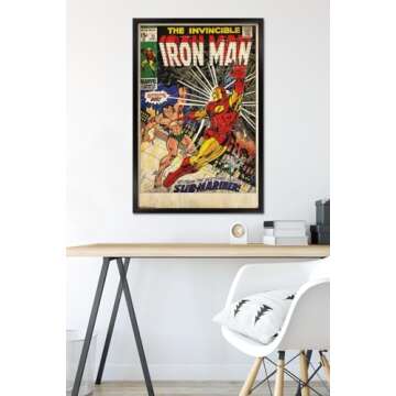 Trends International 24X36 Marvel Comics - Iron Man - Cover #25 Wall Poster, 24" x 36", Black Framed Version