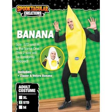 Spooktacular Creations Appealing Banana Costume Adult Deluxe Set for Halloween Dress Up Party and Roleplay Cosplay (Small)