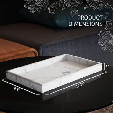 Elegant Marble Look White Decor Tray for Home