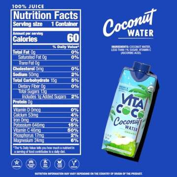 Pure Organic Vita Coco Coconut Water Pack of 12