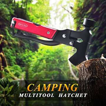 RoverTac 14-in-1 Multitool Camping Axe Hatchet – Essential Camping Gear with Knife, Hammer, Saw, Bottle Opener, Screwdriver – Multi Tool with Sheath – Gifts for Men, Dad, and Outdoor Adventures