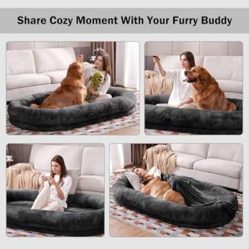 Giant Human Dog Bed with Blanket & Storage Pocket