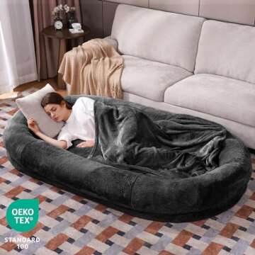 Giant Human Dog Bed with Blanket & Storage Pocket