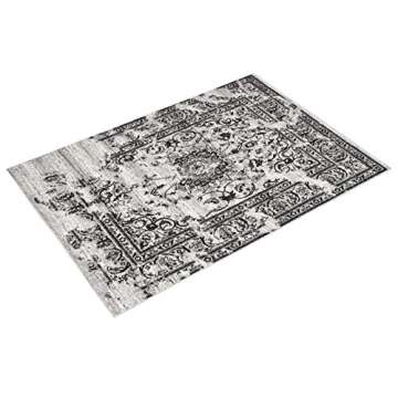 SAFAVIEH Adirondack Collection Area Rug - 5'1" x 7'6", Silver & Black, Oriental Distressed Design, Non-Shedding & Easy Care, Ideal for High Traffic Areas in Living Room, Bedroom (ADR101A)