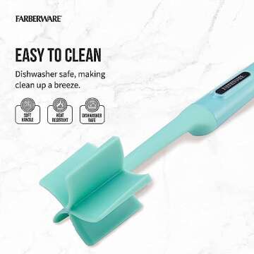 Farberware Heat Resistant Nylon Meat and Potato Masher Safe for Non-Stick Cookware, 10 inch, Aqua