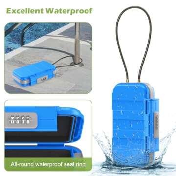 KeeKit Portable Combination Lock Box, Proof Water Personal Box with 4 Digit Combination for Beach, Swimming Pool, Water Work, Shopping Center and Outdoor Camping Activities - Blue