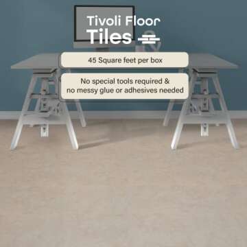 Tivoli Self Adhesive Vinyl Floor Tiles, 45 Tiles - 12" x 12", Carrera Marble - Peel & Stick, DIY Flooring for Kitchen, Dining Room, Bedrooms, Basements & Bathrooms by Achim Home Decor