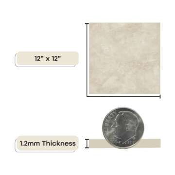 Tivoli Self Adhesive Vinyl Floor Tiles, 45 Tiles - 12" x 12", Carrera Marble - Peel & Stick, DIY Flooring for Kitchen, Dining Room, Bedrooms, Basements & Bathrooms by Achim Home Decor