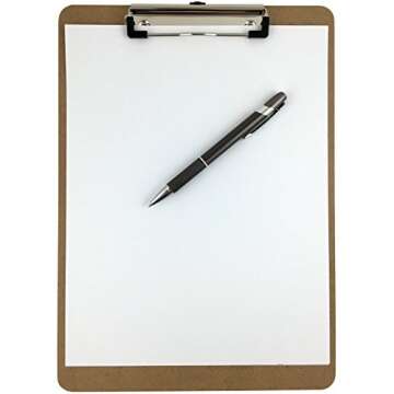 Trade Quest Letter Size Clipboard Low Profile Clip Hardboard (Pack of 30)