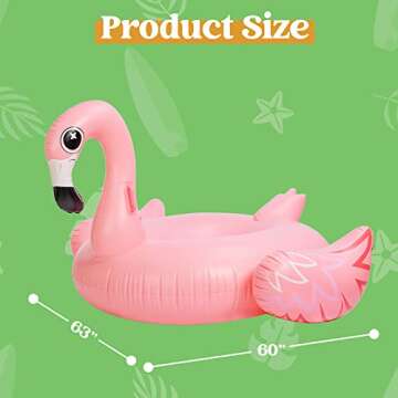 JOYIN Giant Flamingo Inflatable Pool Float - Pink Flamingo Fun Beach Floaties, Swimming Pool Party Lounge inflatable island, Large Blow Up Ride on Pool Raft Summer Birthday Decorations for Adults Kids