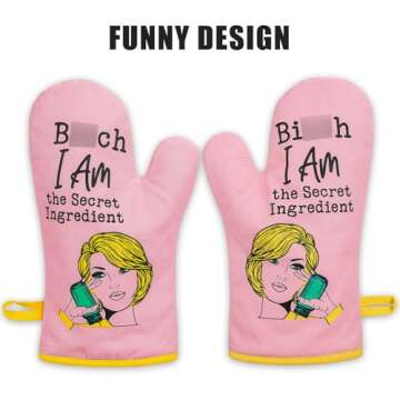 Miracu Oven Mitt, Funny Kitchen Cooking Oven Mitts, Pink Kitchen Accessories, Baker Stuff, Baking Gifts for Women, House Warming Gifts New Home, Valentine Birthday Housewarming Presents for Women Mom