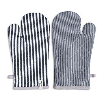 AMOUR INFINI Cotton Oven Mitts Set of 1 with Hanging Loop Non-Slip, Heat Resistant, Reusable Oven Mitt for Baking Cooking Kitchen Oven Gloves (Charcoal)