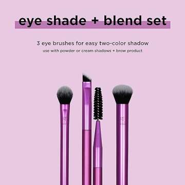 Real Techniques Eye Shade & Blend Makeup Brush Trio, For Eyeshadow & Liner, Makeup Tools for Shaping & Grooming Brows, Defined Makeup Look, Synthetic Bristles, Vegan & Cruelty-Free, 3 Count