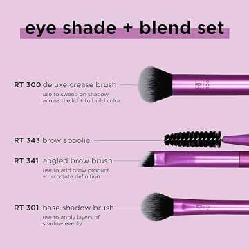 Real Techniques Eye Shade & Blend Makeup Brush Trio, For Eyeshadow & Liner, Makeup Tools for Shaping & Grooming Brows, Defined Makeup Look, Synthetic Bristles, Vegan & Cruelty-Free, 3 Count