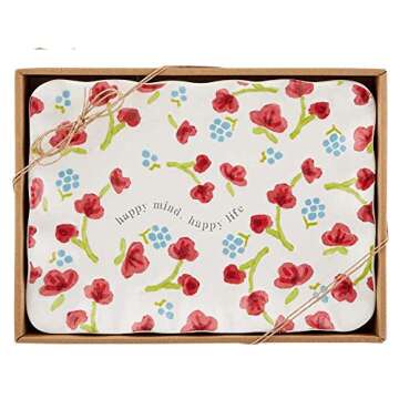 Mud Pie Floral Sentiment Trays, 8" x 11", Pink