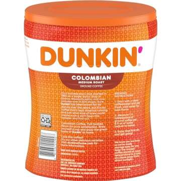 Dunkin' 100% Colombian Medium Roast Ground Coffee - Pack of 4 (27.5 Oz)