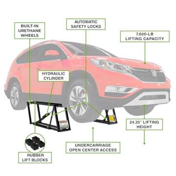 QuickJack 7000TL Portable 7,000lb Capacity Car/Vehicle/Auto Lift/Home/Shop/Garage/Mechanic Use W/110V Power Unit