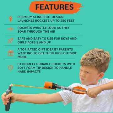 Toy Rocket Launcher for Kids: Best Easter Gifts for Boys & Girls All Ages 8 & Up - Slingshot Rockets Launchers - Easter Basket Stuffers for Teens - Outdoor Toys Gifts for 8 9 10 11 12 13 Year Old Boys