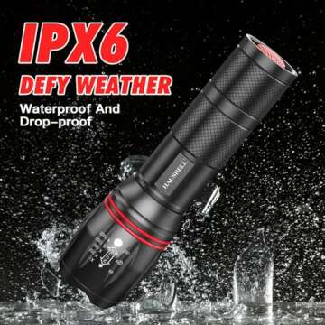 HAUSBELL A100 LED EDC Flashlights High Lumens,Bright, Zoomable, Waterproof, Powerful, Emergency Tactical LED Flashlights for Home and 5 Modes, Flashlight for Camping Gear、Hiking、Walking（2Pack）