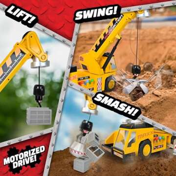 Sunny Days Entertainment, LLC. Maxx Action 27'' 3-N-1 Crane Truck - Large Construction Vehicle with Lights, Sounds and Motorized Drive | Realistic Crane with Joystick Controllers