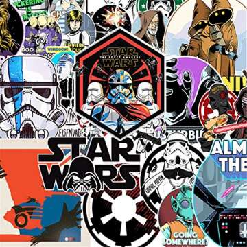 50Pcs Science Fiction Film Theme Star Wars Stickers Cute Stickers for Water Bottles Hydroflasks Skateboard Decal Stickers for Teens, Girls, Boys, Adults Laptop Stickers (Star Wars)