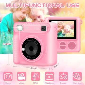 Camera for Kids Instant Print,Portable Camera with 32G Card & 1080p Video,Print Paper,Instant Print Camera with Color Pens for DIY,Over 3 Years Old for Boys and Girls Birthday Gifts Christmas