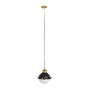 Robert Stevenson Lighting Cameron - 2-Tone Metal and Frosted Glass Ceiling Light, Matte Black and Natural Brass