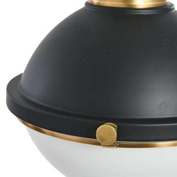 Robert Stevenson Lighting Cameron - 2-Tone Metal and Frosted Glass Ceiling Light, Matte Black and Natural Brass