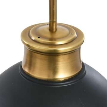 Robert Stevenson Lighting Cameron - 2-Tone Metal and Frosted Glass Ceiling Light, Matte Black and Natural Brass