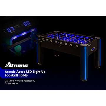 Atomic Azure Foosball Table, Blue Illuminating Interior