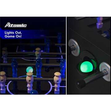 Atomic Azure Foosball Table, Blue Illuminating Interior