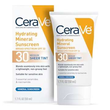 CeraVe Hydrating Mineral Sunscreen SPF 30 - Sheer Tint | Lightweight & Glowing Protection