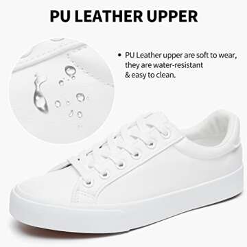 SERNIAL Women's White Tennis Shoes PU Leather Sneakers Casual Walking Shoes for Women