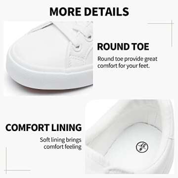 SERNIAL Women's White Tennis Shoes PU Leather Sneakers Casual Walking Shoes for Women