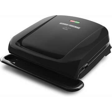 George Foreman Electric Grill & Panini Press - 4-Serving, Non-Stick, Grease Tray