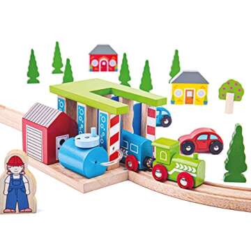 Bigjigs Rail, Wooden Train Washer, Wooden Toys, Bigjigs Train Accessories, Train Wash, Wooden Train Sets, Trains for Kids, Wooden Toys for 3 4 5 Year Olds