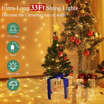 Lighted Valentines Day Decorations with 33Ft String Light, 3 Pack 270 LED Light Up Boxes, Holiday Decor for Romantic Wedding Proposal Birthday Parties Room Indoor Outdoor