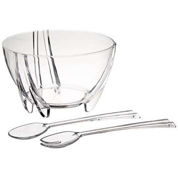 Prodyne Acrylic Salad Bowl with Servers, Clear,6 quarts