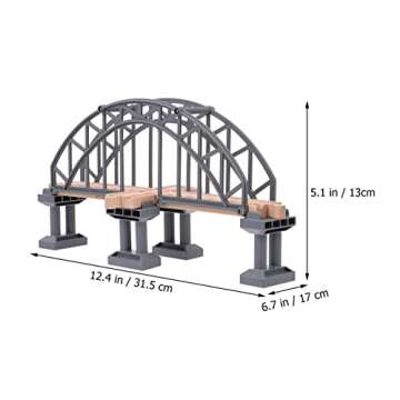 Train Bridge Model, Wooden Train Track Accessories Cross Railway Toys Train Scene Layout Props Toy for Kids Toddlers