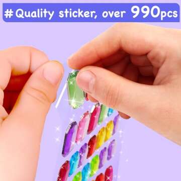 EZCRA Easy Arts and Crafts for Kids - Fun Gem Sticker Kit - 8 Unicorn Princess Themes, 990+ Stickers - Gem Art for Kids - Diamond Art Kits for Kids - Toys for Boys and Girls Age 3,4,5,6,7,8