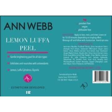 Ann Webb Lemon Luffa Peel - Lemon Glycolic Mask -All Natural Fruit Enzyme Brightening Face Mask w/Fruit Acids & Antioxidants Brightens Dull Complexion, Exfoliates & help w/Hyperpigmentation. (2oz)