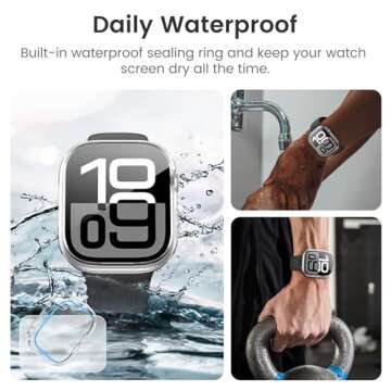 LETOID Waterproof for Apple Watch Series 10 Screen Protector Case 46mm, iWatch Face Cover, Hard PC Protective Bumper with Tempered Glass Accessories for Men Women 46 mm Clear