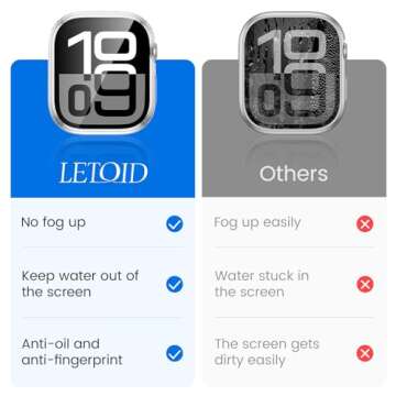 LETOID Waterproof for Apple Watch Series 10 Screen Protector Case 46mm, iWatch Face Cover, Hard PC Protective Bumper with Tempered Glass Accessories for Men Women 46 mm Clear