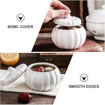 BESTonZON Pumpkin Pot, Halloween Pumpkin Pots for Cooking, Ceramic Pumpkin Dish Pumpkin Soup Bowls Porcelain Dinnerware Pasta Dessert Bowl with Lid, Dishwasher & Oven Safety