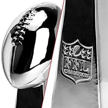 Spire Designs Fantasy Football Trophy - Chrome Replica Championship Trophy - First Place Winner Award for League - 9 inches