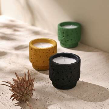 2PC Green Minimalist Cement Candle Holders