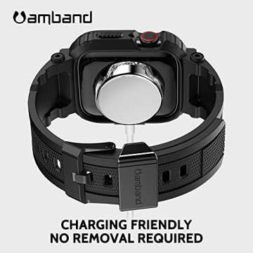 amBand Bands Compatible with Apple Watch 9/8/7/SE (2nd)/SE/6/5/4 45mm/44mm Case for Men, M1 Sport Series Rugged Case Protective Cover for iWatch SE2/6/SE/5/4/3 42/44/45mm Men Black