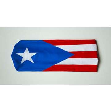 Flag-Themed Headband. Perfect for Yoga Outdoor Activities, Workout Travel Designer Style & Quality (Puerto Rico)