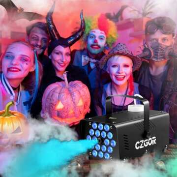 Fog Machine, CZGOR Smoke Machine 18 LED Lights with 13 Colors, LED 600W Fog Machine with 2-In-1 Wireless Remote Control, for Outdoor Indoor Wedding, Stage Effect Halloween Party